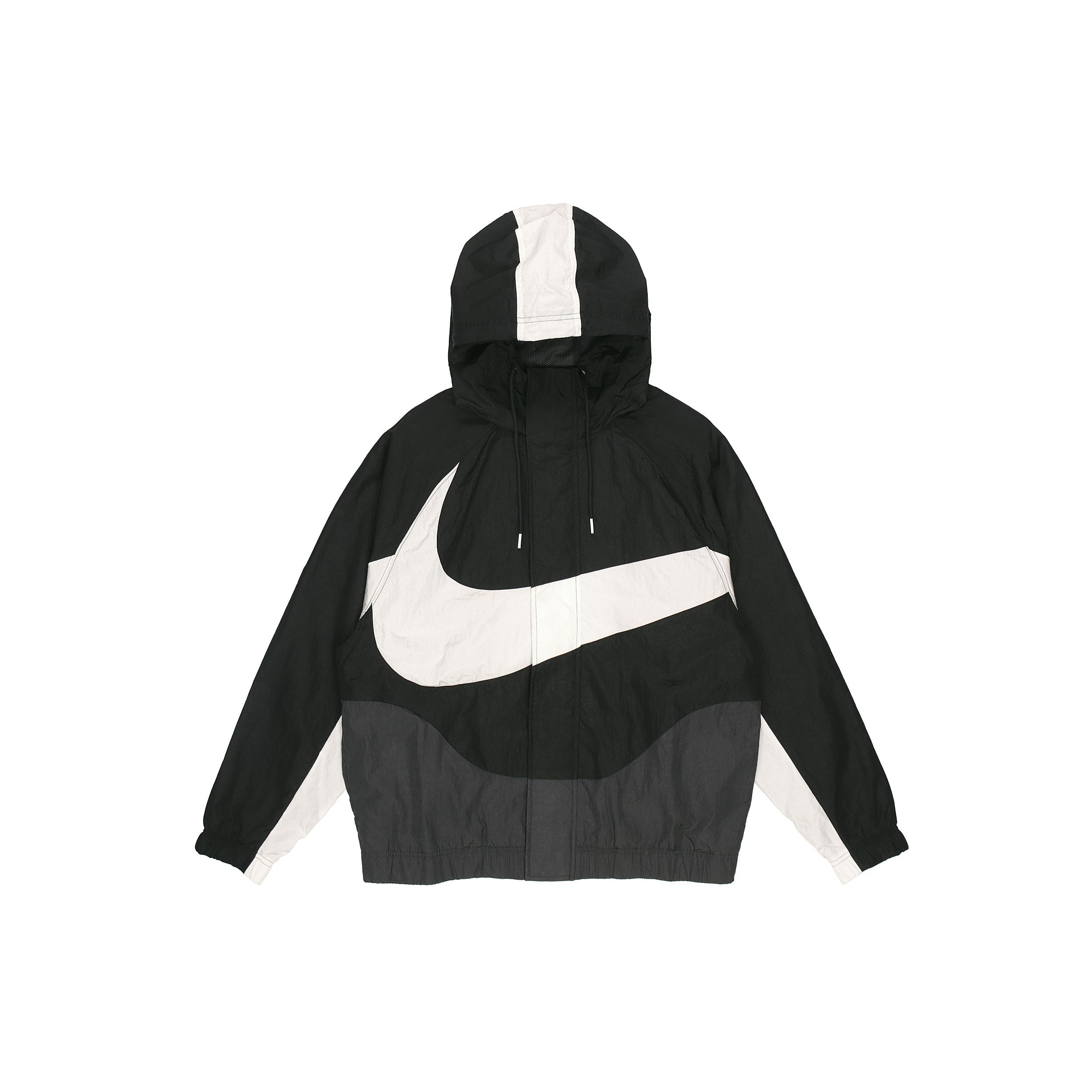 Men s Nike Sportswear Swoosh Hooded Woven Large Logo Jacket Autumn Black DD5968-010 L