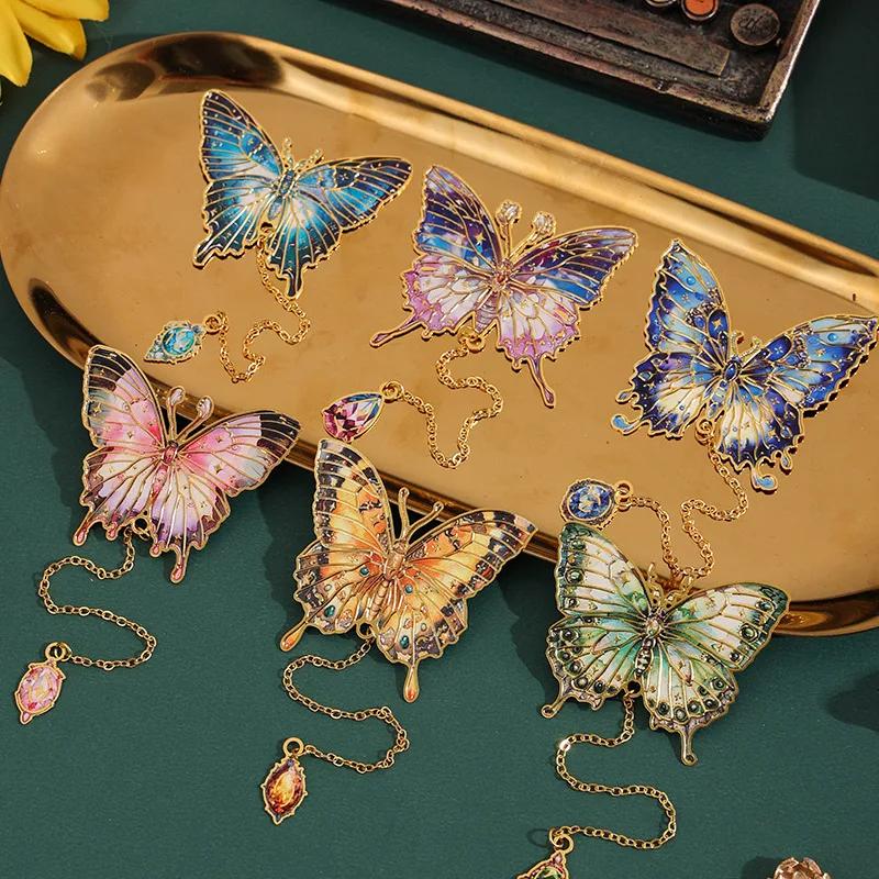 Oil Painting Butterfly Bookmark Retro Shaped Clip for Books Special Gift Reading Lovers Unique Student Study Bookmark Accessory
