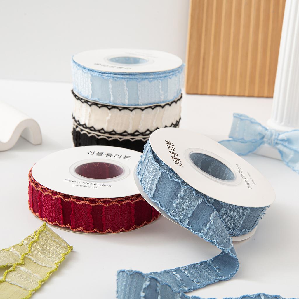 Polyester-cotton Trimmed Fabric Ribbon Wavy Pattern Handmade Butterfly Bow Hair Clip for Wedding Clothing Shoes Hats