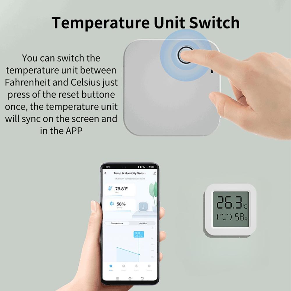 Kabelloser Temperatur- und Feuchtigkeitssensor Echtzeit-Überwachung Intelligentes WiFi-Thermometer-Hygrometer-Sensor Intuitiver Komfortindikator für Zuhause