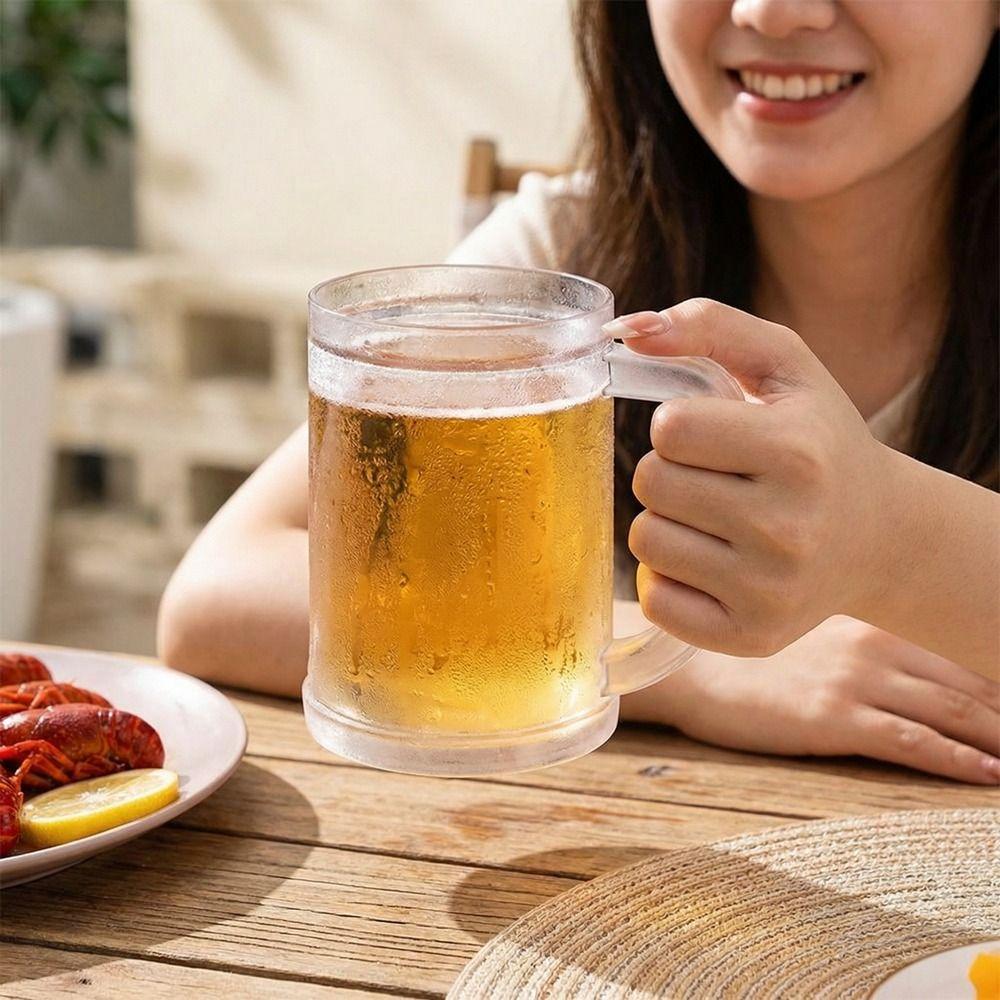 Creative Plastic Cold Drink Chilled Cups Large Capacity Washable Ice Coffee Cup Reusable Thickened Beverage Ice Mugs Barbecue
