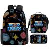 Large Capacity Schoolbag with Shoulder Strap; Student Three-piece Pencil Case Set
