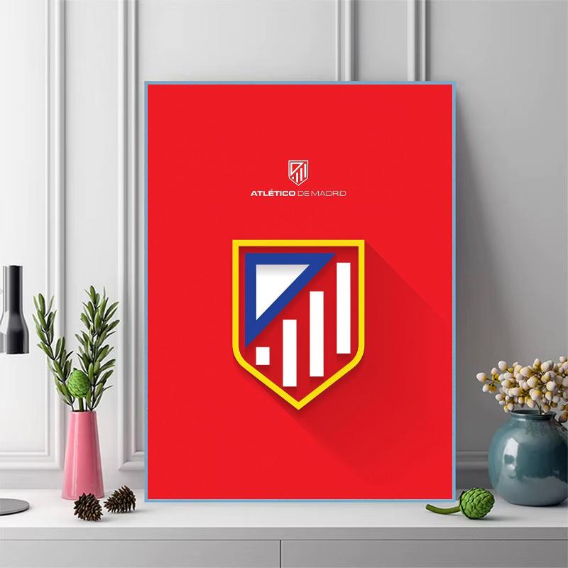 Atletico Madrid Football Crest 100% Round Full Drill 5D DIY Diamond Painting Embroidery Cross Stitch Rhinestone Decor
