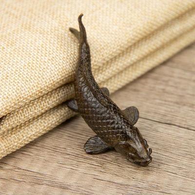 Retro Metal Carp Fish Figurine Miniature Tea Table Pet Small Ornament Animal Feng Shui Crafts Home Decoration Accessories