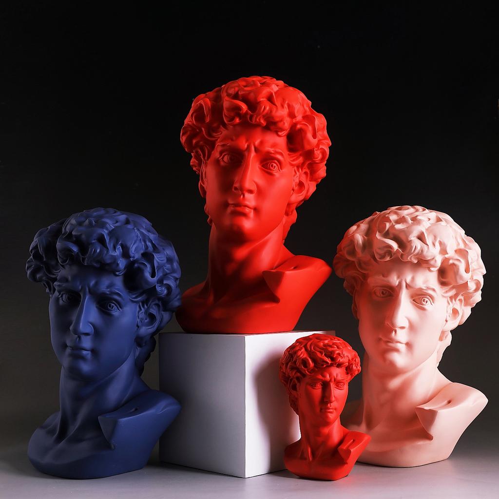 Dropship David Statue Bust Head Sculpture Cheap Red Blue White Resin the David Bust