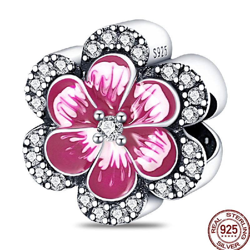 Copper Jewelry Pendant Early Spring Four Leaf Clover Flower Charm Fit Pan Beads Jewelry Birthday Diy Gift Fine Jewelry