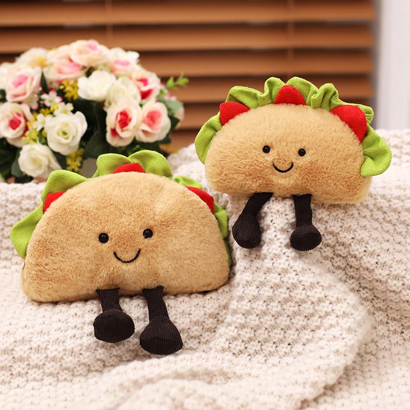 Wangta Taco Hamburger Plüschtier Schlüsselanhänger Anhänger 15 cm brown
