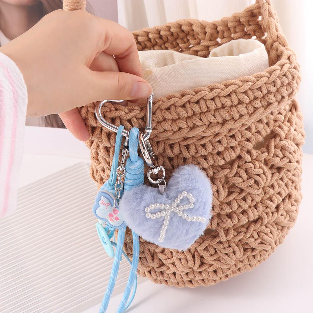Anti-Lost Braided Rope Car Keyrings Handmade Love Heart Backpack Pendant Key Ornaments