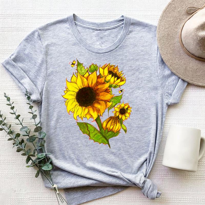 Îmbrăcăminte cu flori în acuarelă, ocazional, cu mânecă scurtă, în stil dulce anilor 90, pentru femei, imprimeu, tricou grafic pentru femeie, tricou, top, la modă