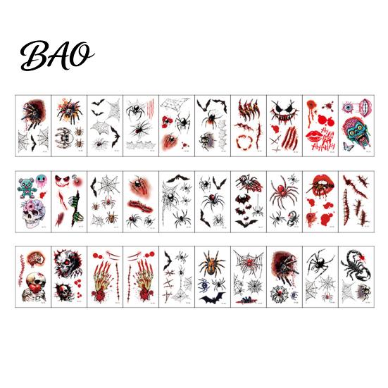 Realistic Scar Wound Decals 30Pcs Halloween Tattoo Stickers, Fake for Long Lasting Wounds Face Body, Waterproof Party Makeup, Easy Apply Remove