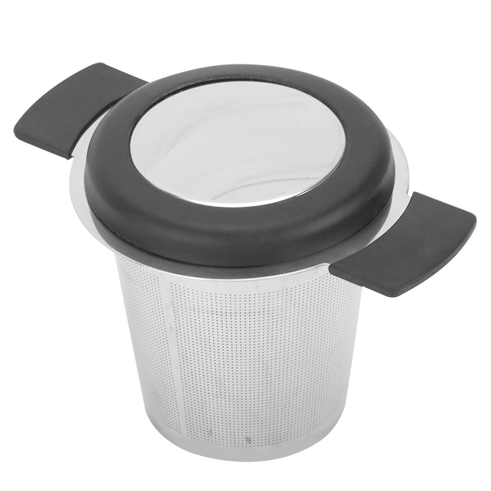 Nerezový čajový filtr šálek sítko čajové příslušenství se silikonovým víčkem