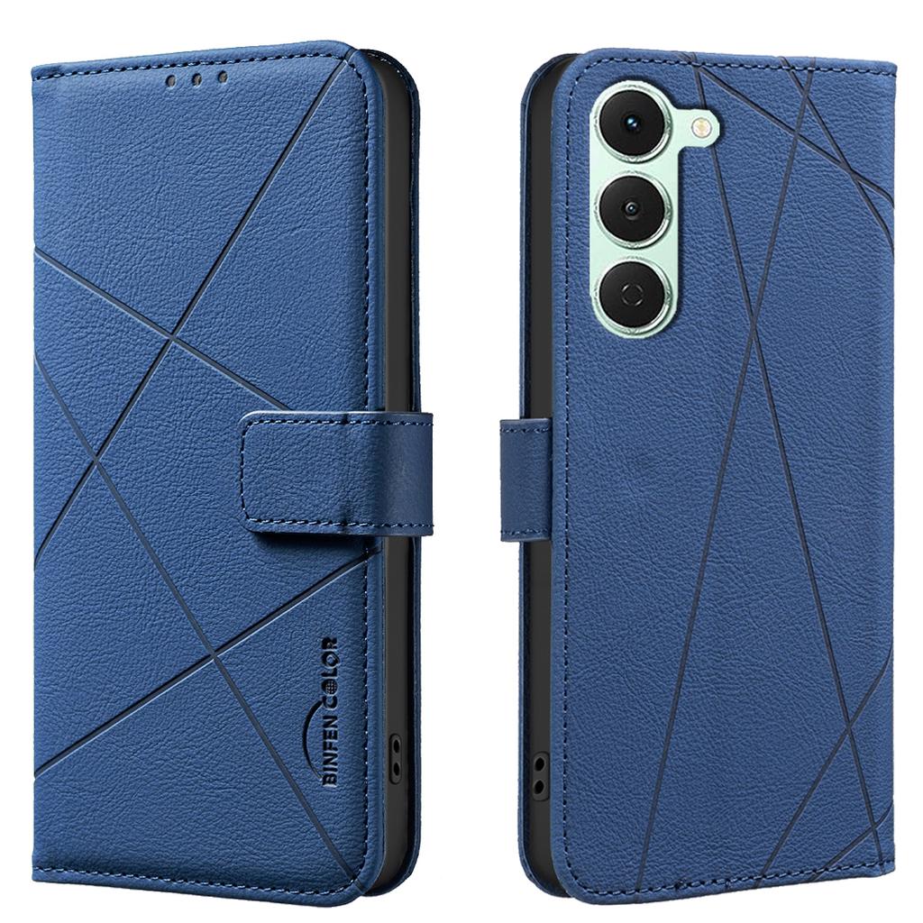 For TECNO Spark 40 Pro 4G Case BINFEN COLOR BF35 Geometry Imprinted Leather Phone Cover RFID Blocking Wallet Stand