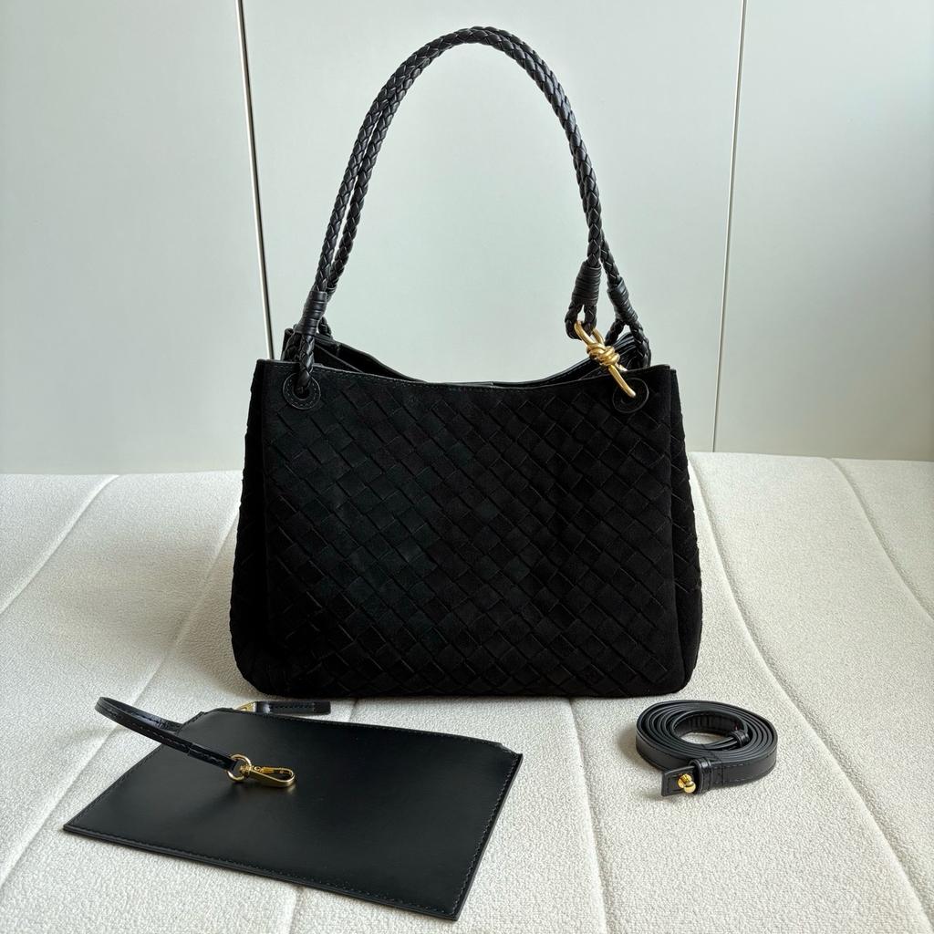 Cross-border First-layer Matte Cowhide Woven Parachute Bag Autumn and Winter Portable Bucket Bag Versatile Shoulder Messenger Women's Bag