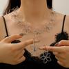 Exquisite 3D Hollow Flower Stud Earrings Necklace - Elegant European & American Design Jewelry for Women
