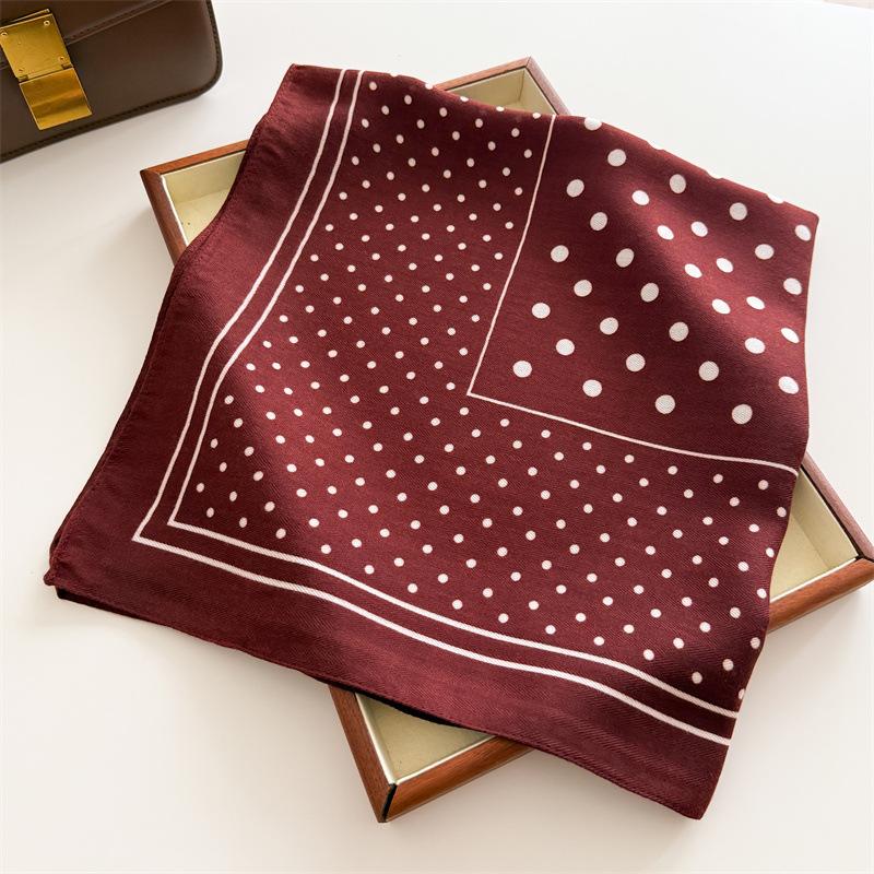 New polka dot herringbone pattern cotton and linen small square scarf silk scarf imitation velvet headscarf shawl sunscreen scarf scarf