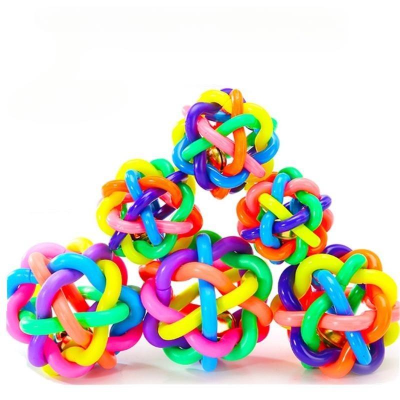 Pet Dog Ball Toys Colorful Bell Woven Toy Popular Dog Bite Resistant Rubber Pet Chewing Playing Fetching Nice Ball Products