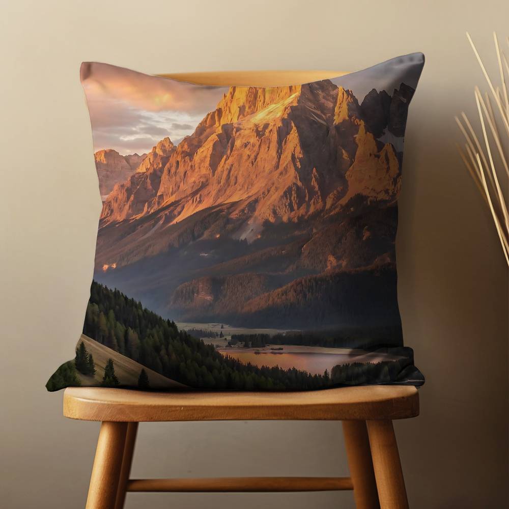 Natural Scenic Mountains Throw Pillow Case For 45*45cm,55*55cm,30*30cm For Home Bedroom Decoration And Protector