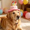 Chapeau d'Anniversaire pour Animal de Compagnie Mignon Gâteau d'Anniversaire Chien Chapeau Peluche Réglable Chapeau d'Anniversaire pour Petits Chiens Moyens Chats Accessoire de Fête