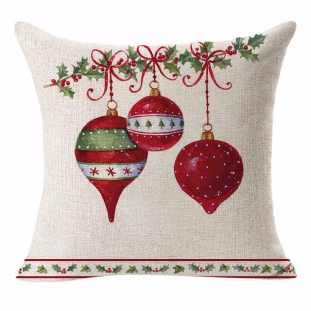 Christmas Decoration Cushion Cover Cartoon Elk Santa Cushion Cover Christmas Pillow Case Linen Decoration Pillow Home Decoration