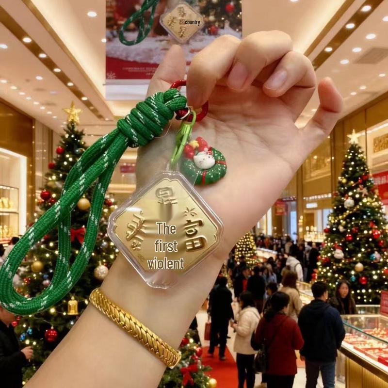 24K Gold Lucky Keyring Pendant for Bags & Phones - Christmas Edition Without Gold