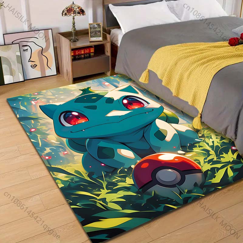 1PC P-Pokemon Bulbasaur Pattern Carpet for Living Room Bedroom Bedside Floor Mat Area Rug Home Large Area Decor Gift for Friends