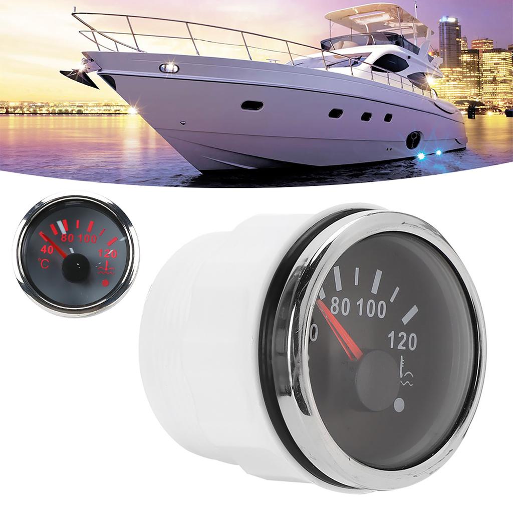 Water Temperature Display 2in Cooling Water Temperature Gauge 40‑120℃ Smart Alarm IP67 Waterproof 12V/24V 0‑190ohm Sensor