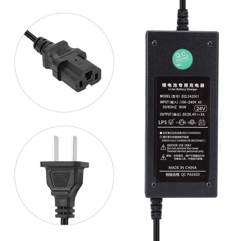 24V 20A Kunststoff Tragbares Lithium-Batterieladegerät für Elektroroller Fahrrad Ausgang DC29.4V 3A