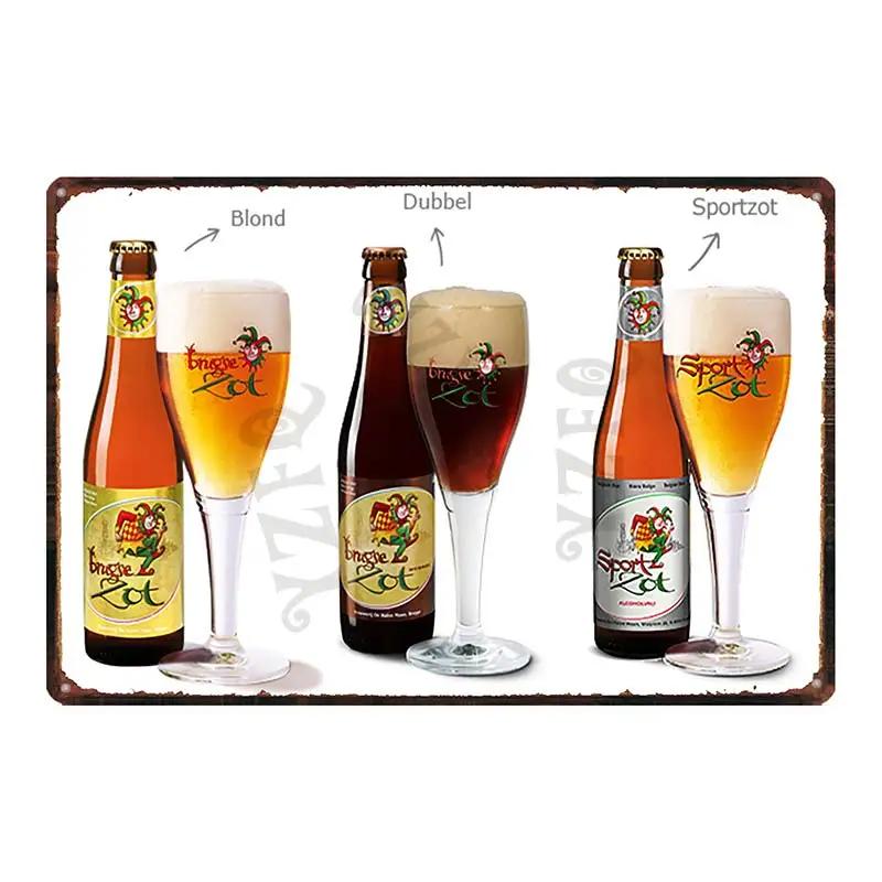 Birra Belga VintageBrugse Zot La Trappe Segno Metallico Lattina Targhe Per Muro Bar Pub Arte Cucina Caffè Decorazioni Casa 30X20CM DU-8282A