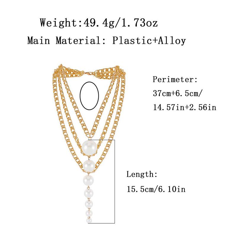 Fashionable Simple Trendy Elegant Pearl Chain Retro Necklace For Women