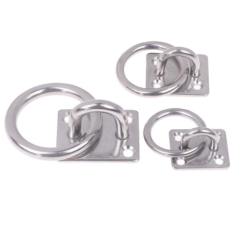 304 Stainless Steel Square Marine Eye Plate Eye Hook With Round Ring Lashing Tie Down Boat Yacht Boat Marine Hardware 5/6/8Mm