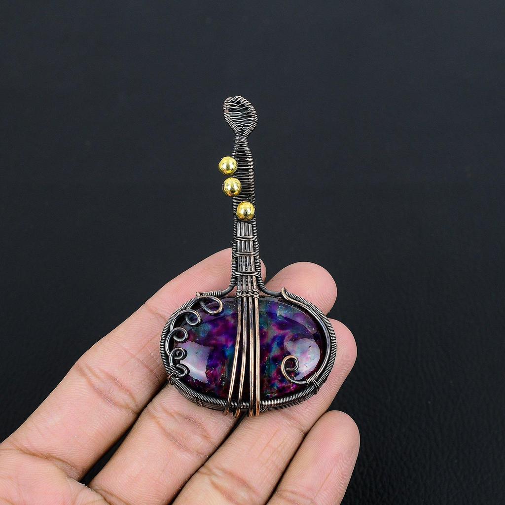 Multi Fire Labradorite Pendant Gemstone Jewelry, 999 Copper Wire Wrapped Pendant, Gift For Women Handmade Pendant