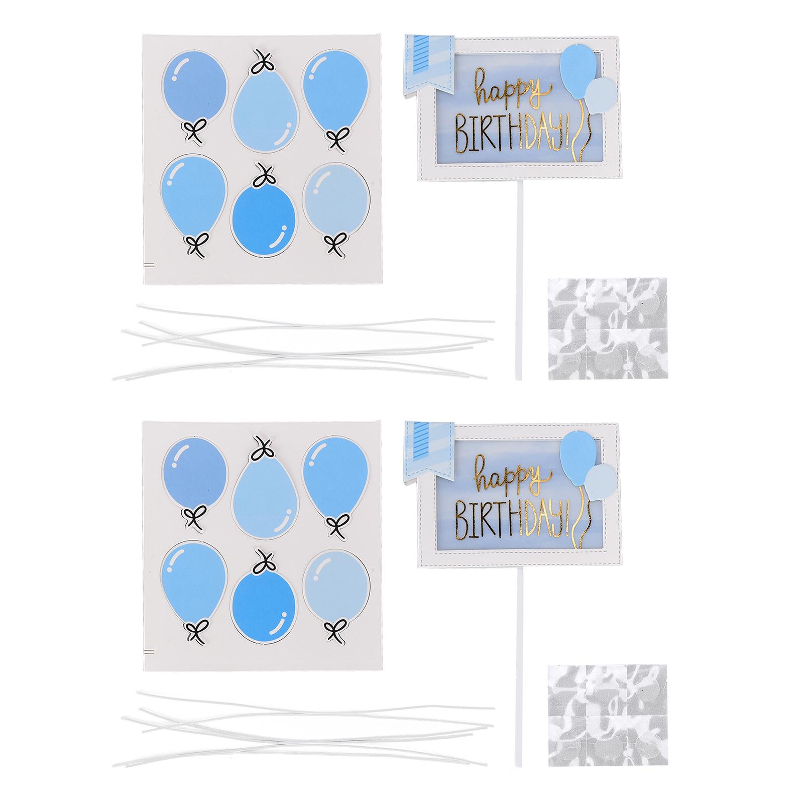 

2 шт. украшения для торта с надписями «С днем рождения» и милым воздушным шаром для украшения дня рождения Blue