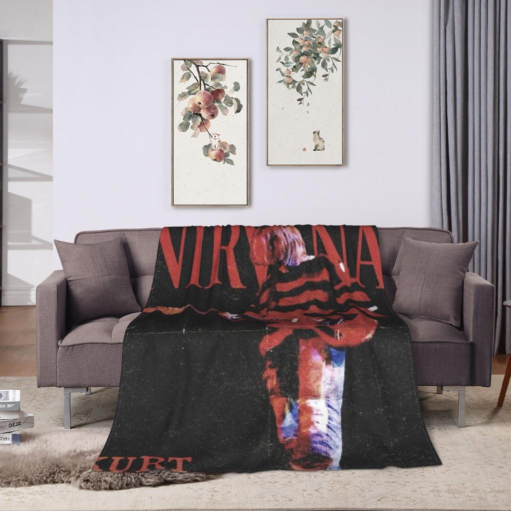 Nirvana Face Band Super Warm Blanket Decorative Plush Throw Blanket Aesthetic Couch Chair Flannel Bedspread Sofa Bed Cover