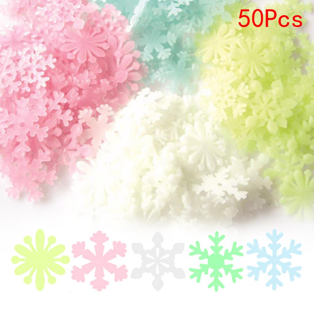 Christmas Snowflake Stickers - 50 Pcs Christmas Glow In The Dark Snowflake Wall Stickers Christmas Snowflake Stickers
