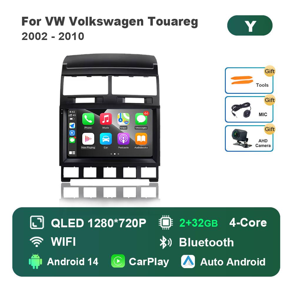 For VW Volkswagen Touareg 2002 - 2010 Car Radio Multimedia Player 4G GPS Navigation Android 14 WiFi DSP Stereo Touch Screen
