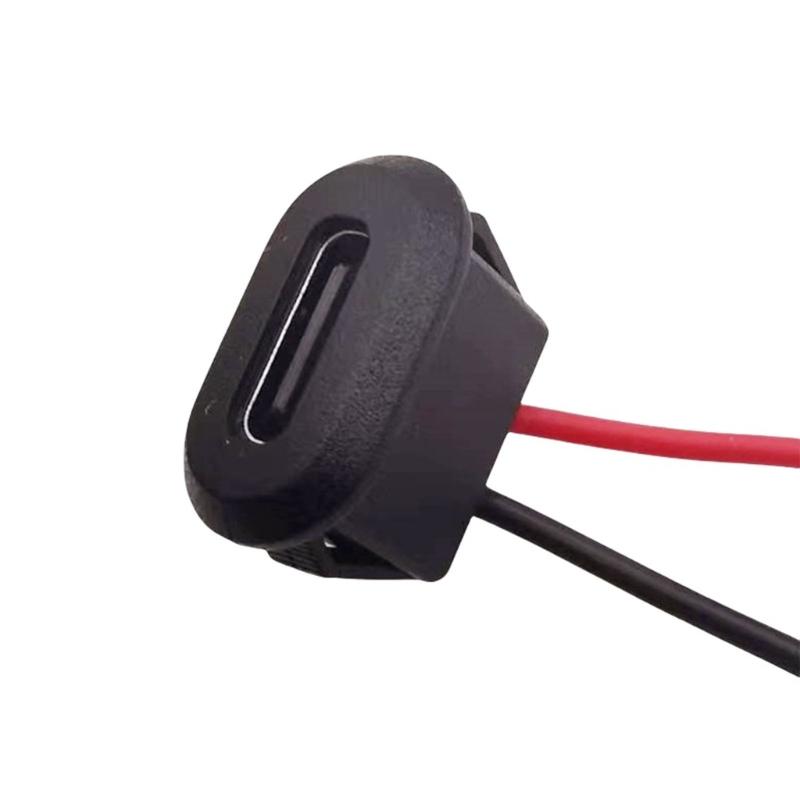  LED Type C Female Connector Oval Charging Ports Direct Press Connector for Auto