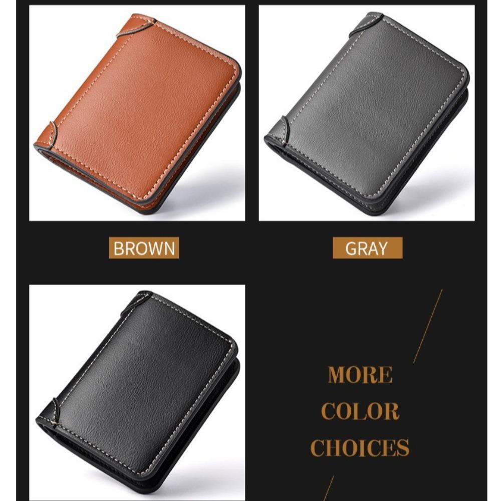 Slim Business Clutch Bag Thin PU Leather Card Holder Minimalist Men Short Wallet  Travel