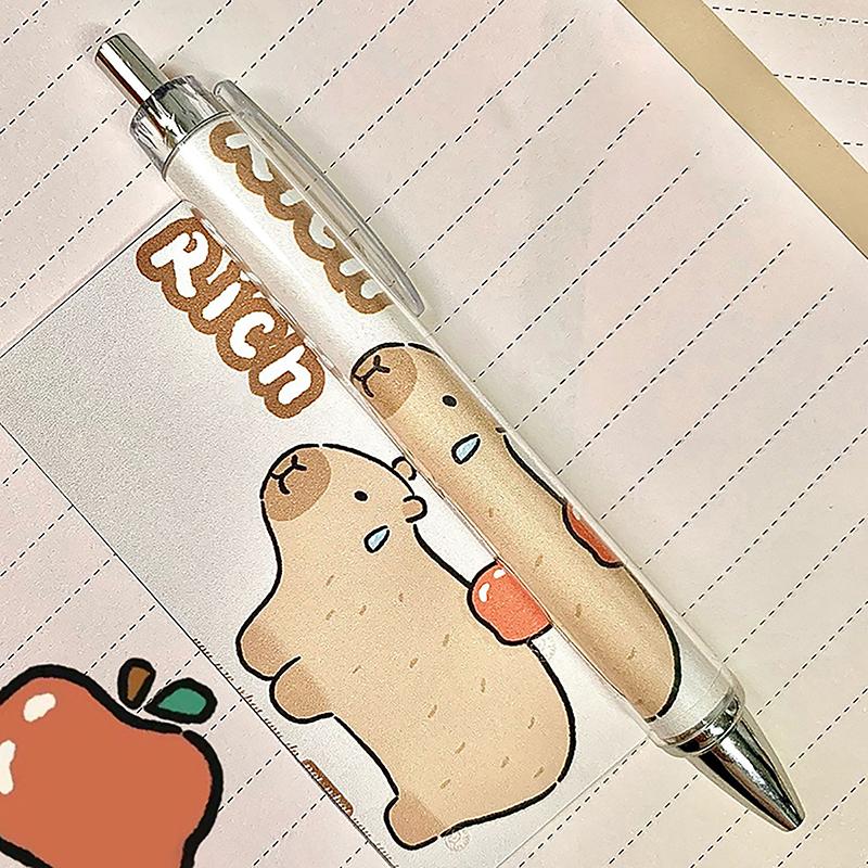 Capybara Pres Kalem Karikatür Sevimli Rulo Kağıt Jel Kalemler Öğrenci 0.5Mm Hızlı Kuruyan Yazma Kalemi Kawaii Yaratıcı Kırtasiye Malzemeleri