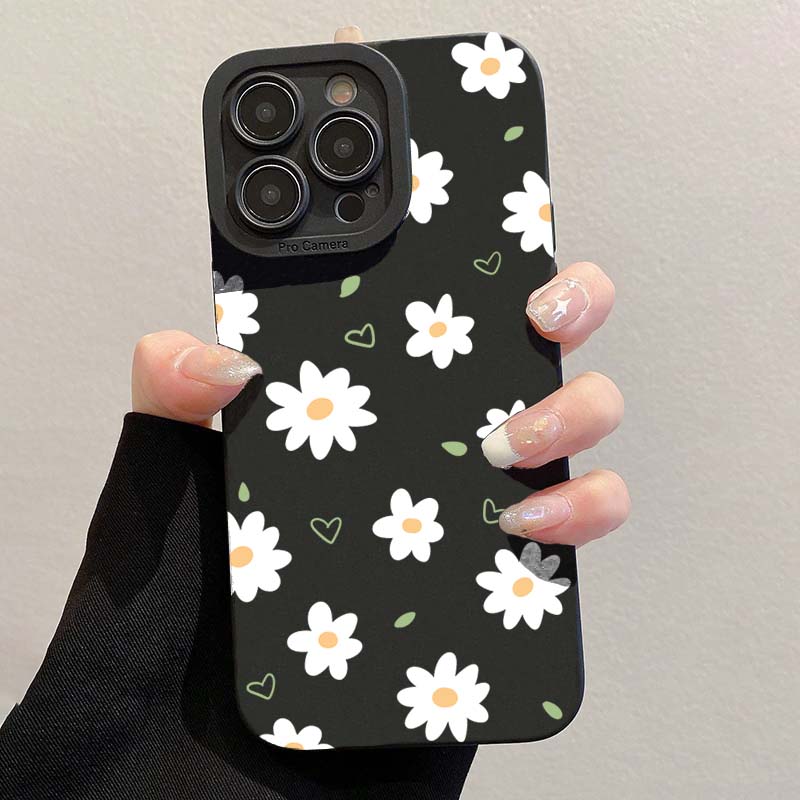 Beautiful Daisy Floral Heart Gentle Style Phone Case For IPhone 17 16 15 14 13 12 11 Series Pro Max Plus Protection Trendy Cover