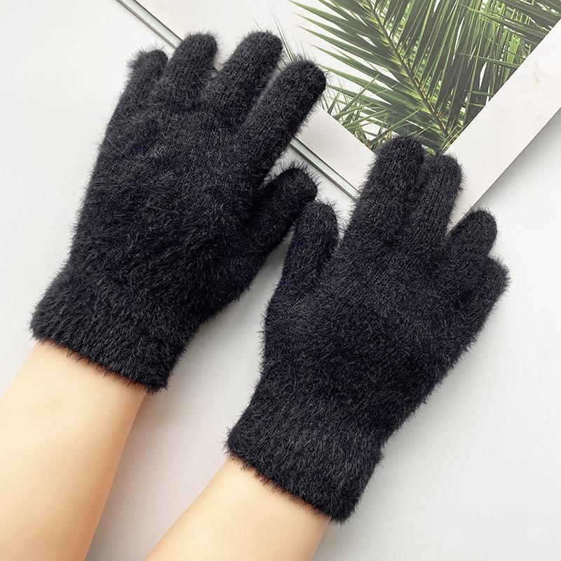 

Женские зимние велосипедные перчатки - Теплые, Ветрозащитные, на вельветовой подкладке, Милый вязаный дизайн One Size чёрный