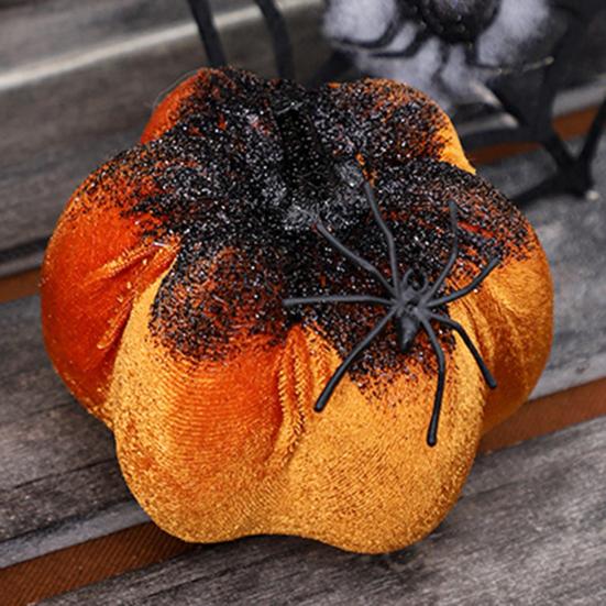Soft Fabric Halloween Ornaments Pumpkin Spider Ornaments, Spooky Tabletop Decoration, Party Supplies Glittering for Home Retro Fall Decor Mysterious