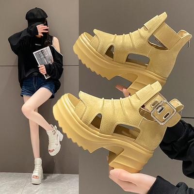 Thick-soled Sandals Women's Roman Platform Shoes Hollow Thick-heeled Sandals Fish Mouth High-top High-heeled Summer Leisure