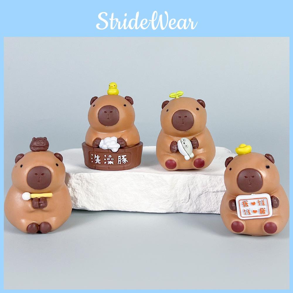 Cute Cartoon Bath Capybara Mini Model Ornament Set For Collectors And Kids