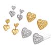 18K Gold Plated Double Layer Heart Earrings for Women - Fashionable & Versatile Peach Heart Studs