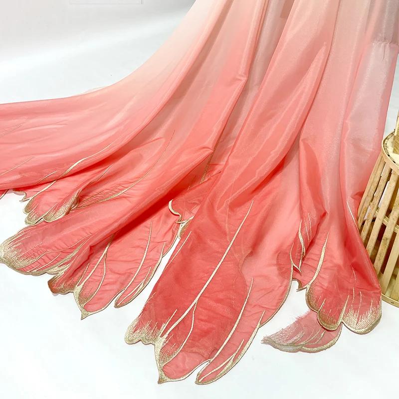 150x100cm Embroidery Lotus Leaf Soft Fabric DIY Hanfu Shirts Doll Cloth Chinese Style DIY Sewing Craft Organza Tulle Fabric New