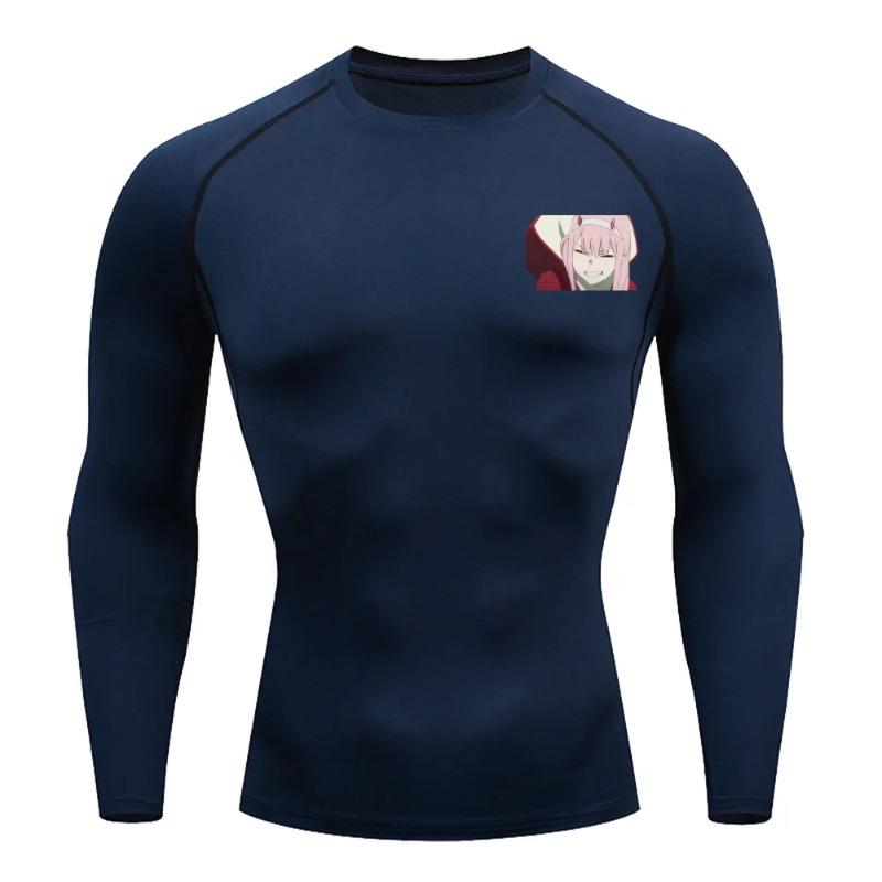 For Men Summer Athletic Compression T-Shirt Breathable Quick-Dry High-Elasticity Short Sleeve Tee with Bold Zero Two Graphic Gym