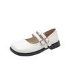 Flat bottom square head Mary Jane shoes women's summer with skirt French small leather shoes 2025 new shallow mouth fashion single shoes women