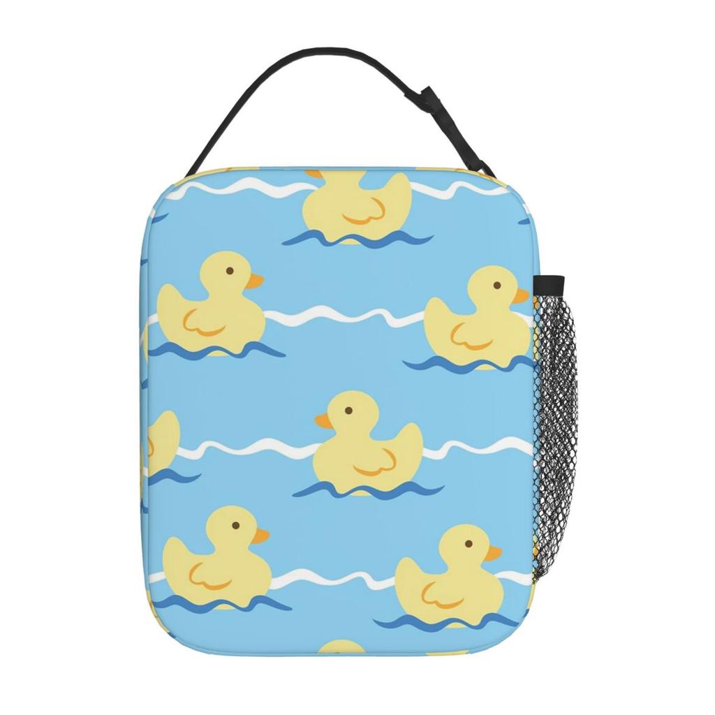Cute Duck Swimming Seamless Pattern Insulated Lunch Bag for Women Children Portable Food Boxes Thermal Lunch Box Tote