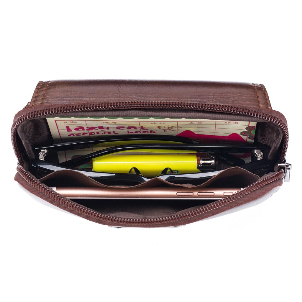 Men Leather Belt Pouch Waist Bag Fanny Pack Phone Pouch with Belt Loop