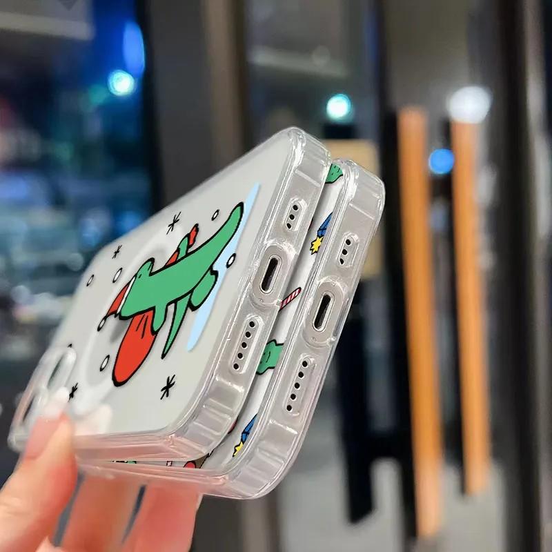 Christmas Cute Cartoon Dinosaur Joguman Magsafe Magnetic Phone Case for iPhone 16 15 14 13 12 11 8 7 Plus Pro Max X XR XSMax Tpu